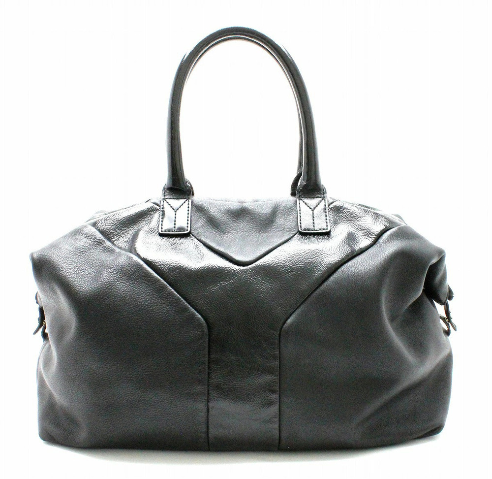 Saint Laurent Yves Easy Boston Leather Patent Vernis Tote Bag Black